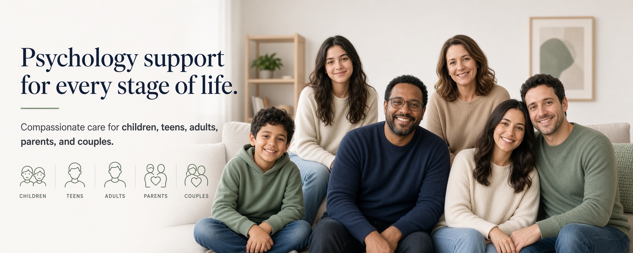 Psychology support for every stage of life. Compassionate care for children, teens, adults, parents, and couples.